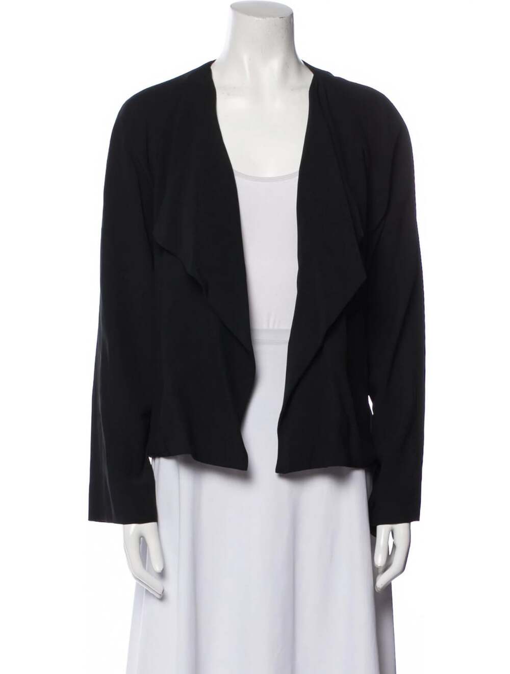 Anne Fontaine Women's 40 Black Viscose Open Front Long Sleeve Pascaline Jacket